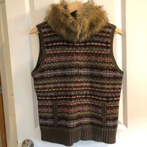 Ralph Lauren sweater vest / faux fur collar